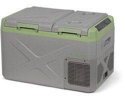 Steamy-E Elektrische Compressor Koelbox - Dual Compartment - Tegelijk koelen en vriezen - 24 liter - 12V en 230V - voor auto en camping - Grijs