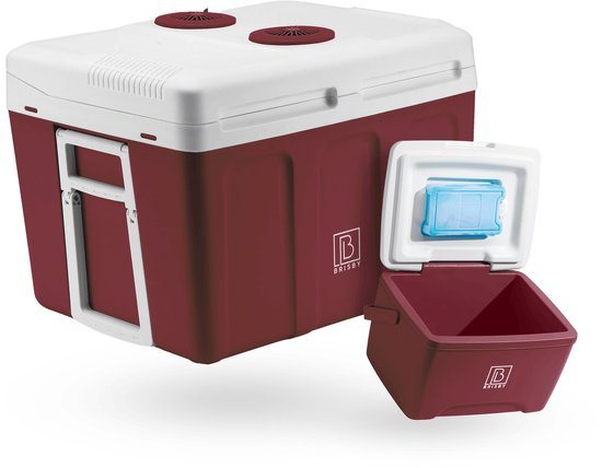 Brisby Deluxe elektrische Koelbox 40L – Inclusief 8L Koelbox – 12V en 230V – Rood