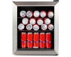 PRIMO PR194BC Drankkoelkast - Minibar - Mini Koelkast - Glazen deur - 46L - C - Zwart