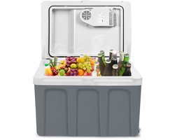 Froadp Elektrische Koelbox Auto 48L Koelkast 12V 230V Koelbox Verwarmt & Koelt ECO-modus met Kabel Draagbare Camping Koelbox voor Auto Camper Boot Camper, Grijs