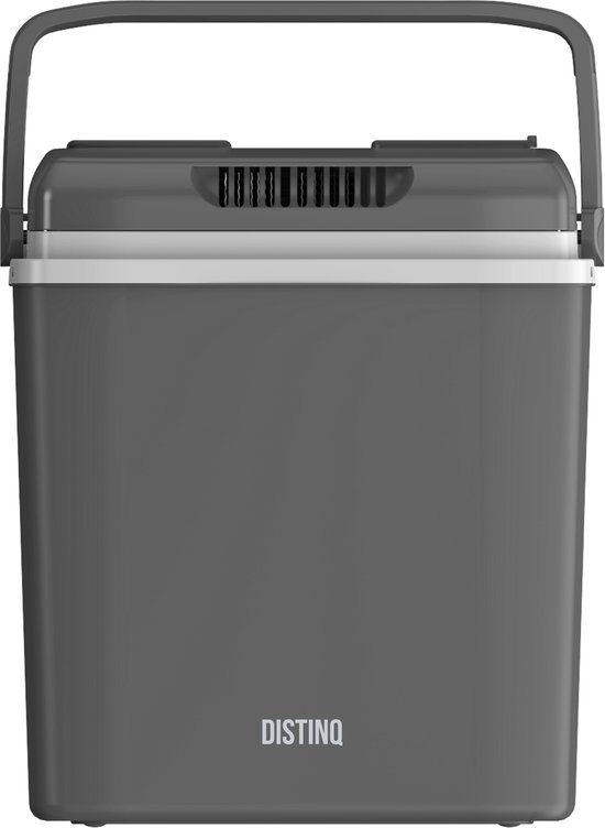 DistinQ Elektrische Koelbox voor Auto en Camping – Koelbox Elektrisch met Verwarmingsfunctie - USB C 12v 230 Volt – 25L - Grijs