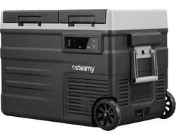 Steamy-E Dual Zone Roller Elektrische Compressor Koelbox Op Wielen - Dual Zone - 41 liter - 12V en 230V - voor auto en camping - Zwart