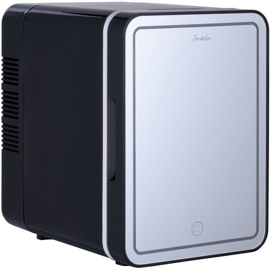 Jambo® Skincare Fridge - Mini Koelkast - Make-up Koelkast met Spiegel - Beauty Fridge met Spiegel en 3 Standen Ledverlichting - Zwart - Cosmetica - 4 Liter