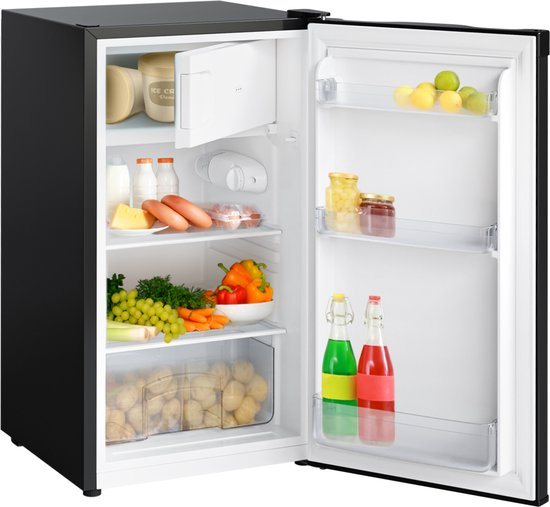 KitchenBrothers Koelkast - 81L - Tafelmodel Koelkast met Vriesvak - Koelvriescombinatie - IJskast - Frigo - Vrijstaand - Zwart