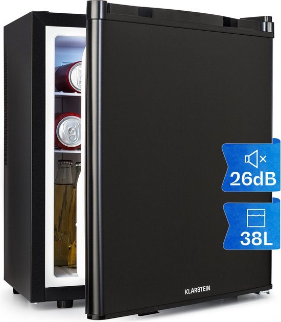 Klarstein mini-koelkast voor kamers, mini-koelkast voor drankjes, snacks & cosmetica, kleine minibar, koelkast klein & stil, flexibele schappen, kleine skincare koelkast 6-18°C, 38L