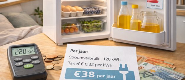 Stroomverbruik kleine koelkast: kosten per jaar + rekenvoorbeeld
