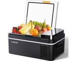 KROAK Elektrische Compressor Koelbox - 21L - Digitaal Touchscreen Display - DC 12V/24V & AC 230V - Temperatuurregeling -20°C tot 20°C